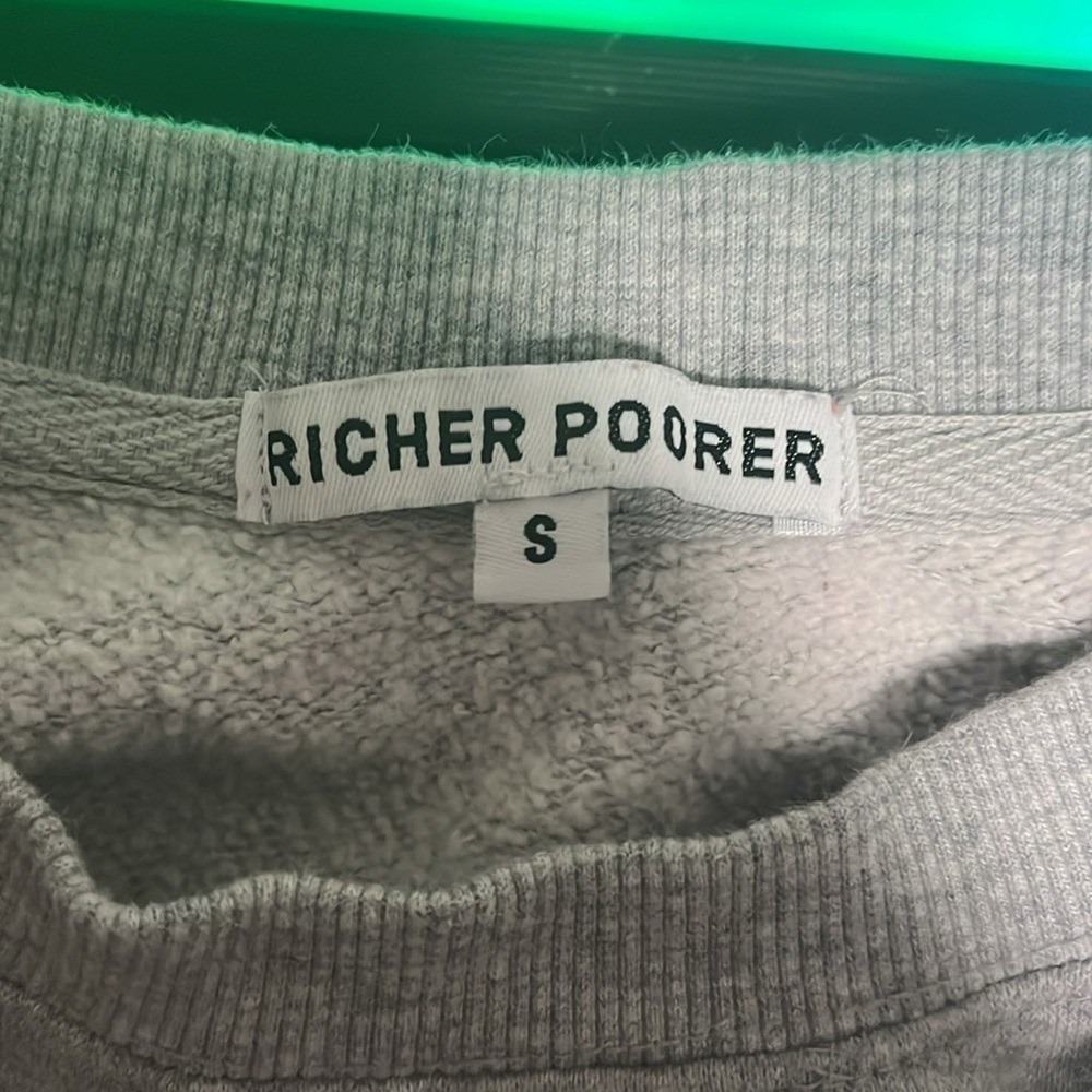 Richer Poorer Womens Heather Grey Raglan Crew Neck French Terry Sweatshirt S - Picture 2 of 5